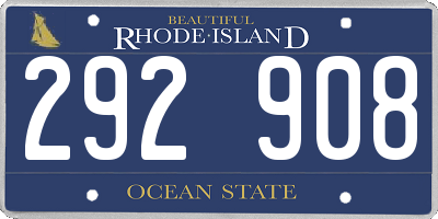 RI license plate 292908