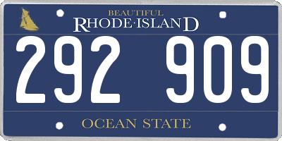 RI license plate 292909