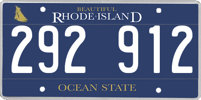 RI license plate 292912