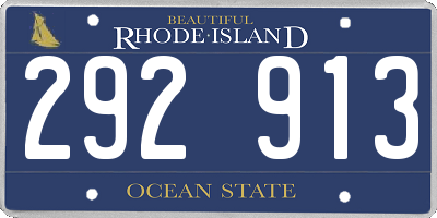 RI license plate 292913