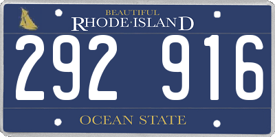 RI license plate 292916