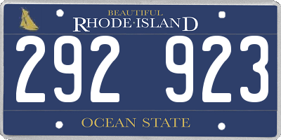 RI license plate 292923