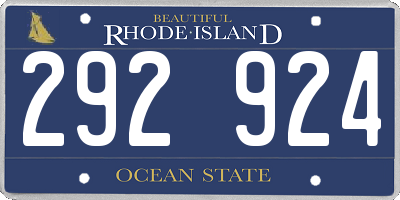 RI license plate 292924