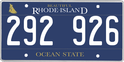 RI license plate 292926