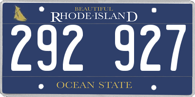 RI license plate 292927
