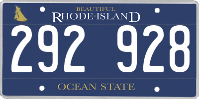 RI license plate 292928