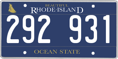 RI license plate 292931