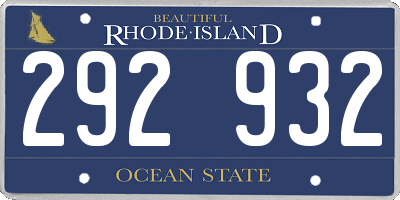 RI license plate 292932