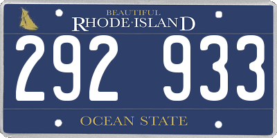 RI license plate 292933