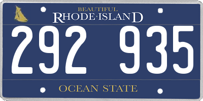 RI license plate 292935