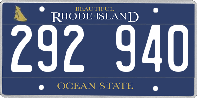 RI license plate 292940
