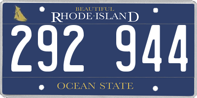 RI license plate 292944