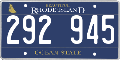 RI license plate 292945