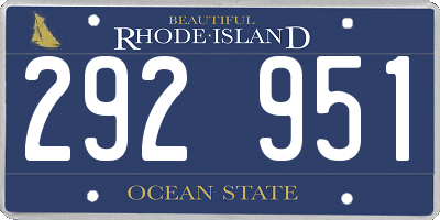 RI license plate 292951