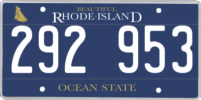 RI license plate 292953