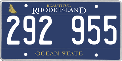 RI license plate 292955