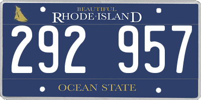 RI license plate 292957