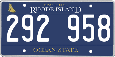 RI license plate 292958