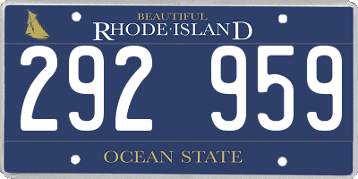RI license plate 292959