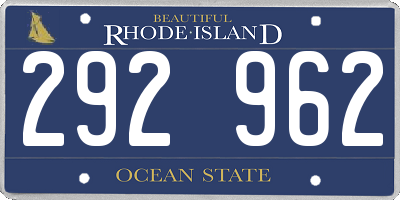 RI license plate 292962
