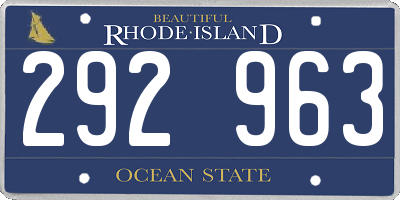 RI license plate 292963