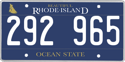 RI license plate 292965