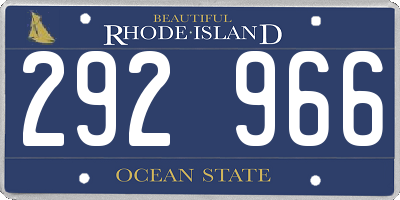 RI license plate 292966