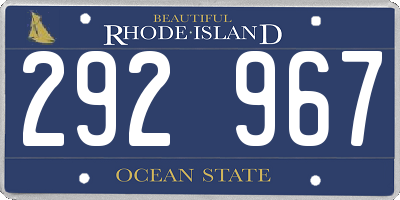 RI license plate 292967
