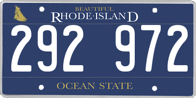 RI license plate 292972