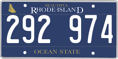 RI license plate 292974
