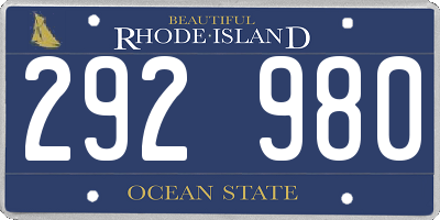 RI license plate 292980