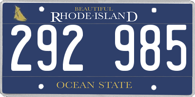 RI license plate 292985