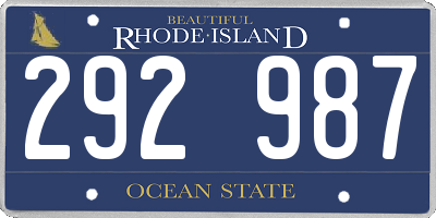 RI license plate 292987