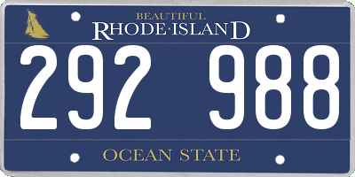 RI license plate 292988