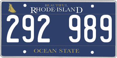 RI license plate 292989
