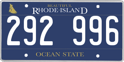 RI license plate 292996