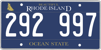 RI license plate 292997