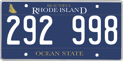 RI license plate 292998