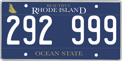 RI license plate 292999