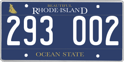 RI license plate 293002