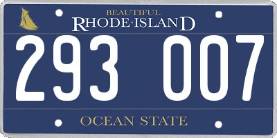 RI license plate 293007