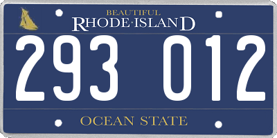 RI license plate 293012