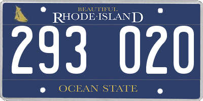RI license plate 293020