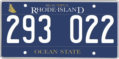 RI license plate 293022