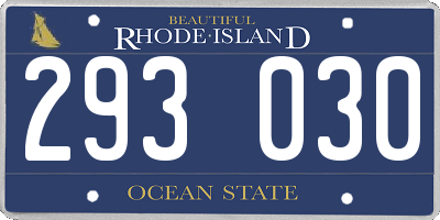 RI license plate 293030