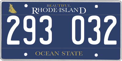 RI license plate 293032