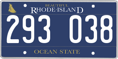 RI license plate 293038