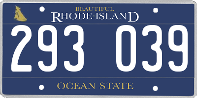 RI license plate 293039
