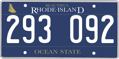 RI license plate 293092