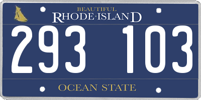 RI license plate 293103